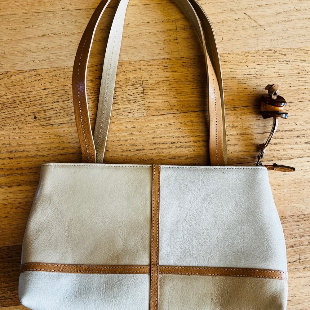 Chabeli leather purse Two-Tone beige caramel and ivory cream